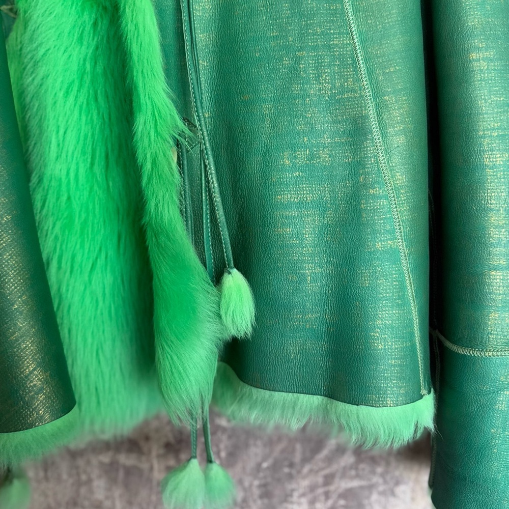 RARE unique leather & lamb coat NEW - Picture 13 of 17